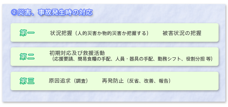 災害、事故発生時の対応
